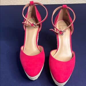 Crown & Ivy Red Espadrille Wedges